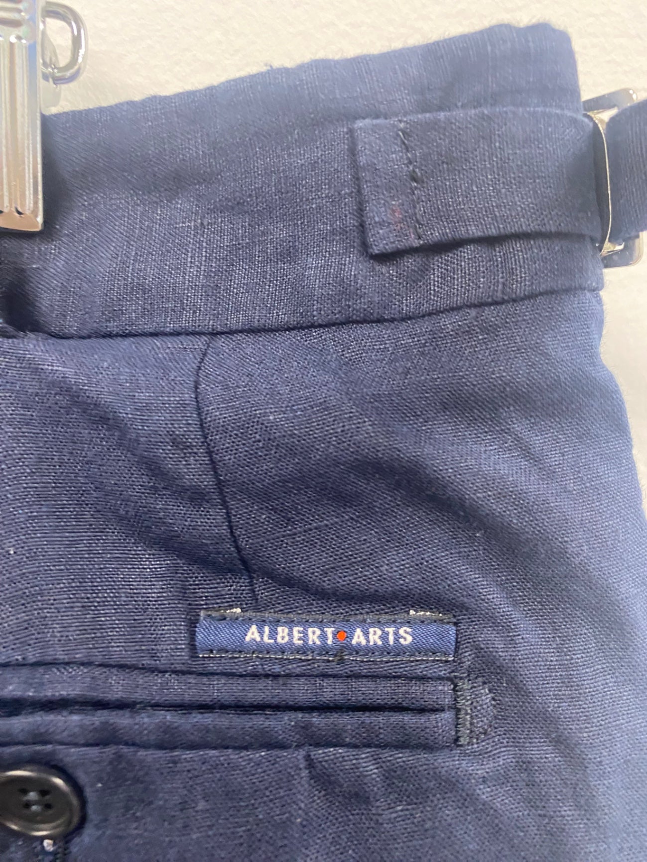 Fabulous Albert Goldberg bespoke linen Shorts W39 Navy Blue SH493