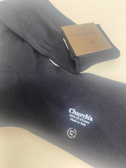 Fabulous Church's long cotton gentleman’s Socks UK12 Navy Fil d’Ecosse SH493