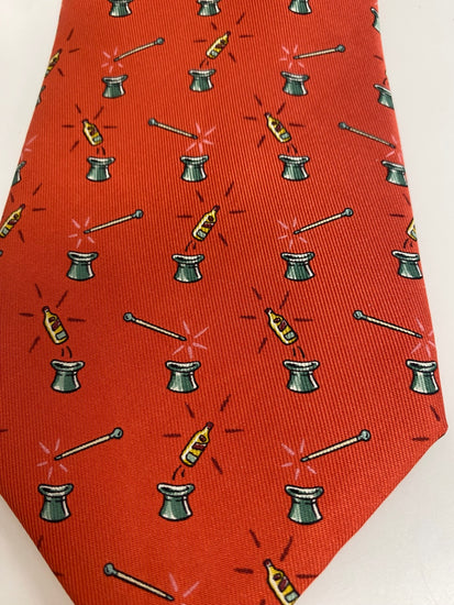 Fabulous Hermes limited edition Johnnie Walker Tie sunset orange pure silk SH493
