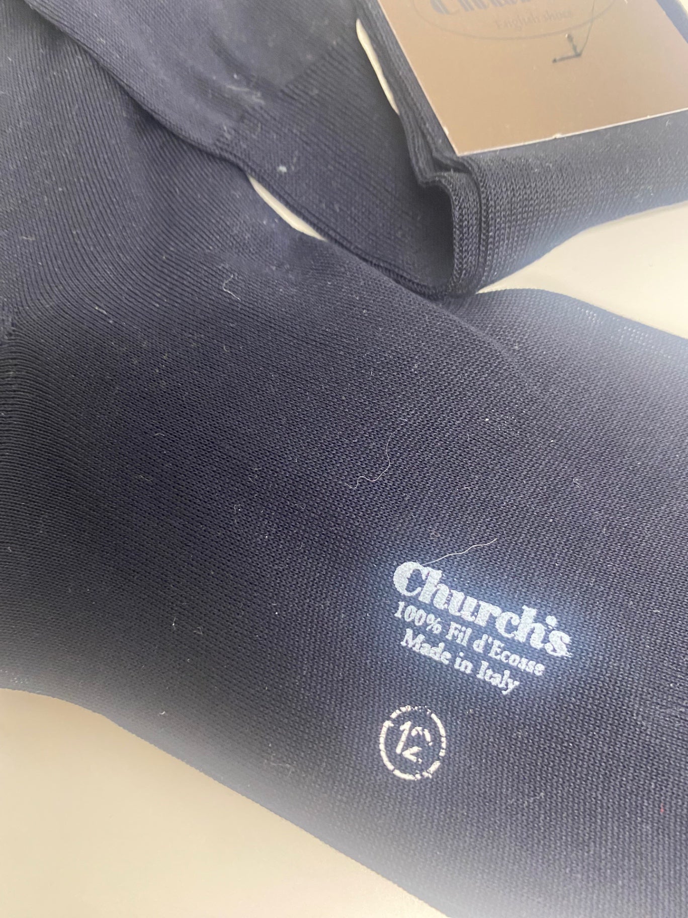 Fabulous Church's long cotton gentleman’s Socks UK12 Navy Fil d’Ecosse SH493