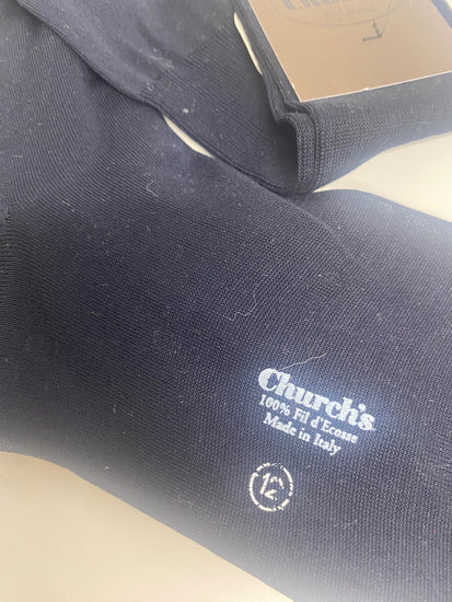 Fabulous Church's long cotton gentleman’s Socks UK12 Navy Fil d’Ecosse SH493