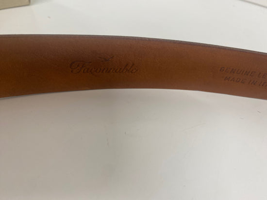 Fabulous Faconnable leather tan gentleman’s Belt 44” Brown SH493