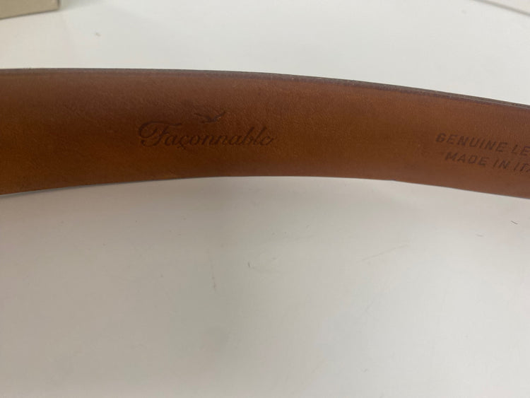 Fabulous Faconnable leather tan gentleman’s Belt 44” Brown SH493