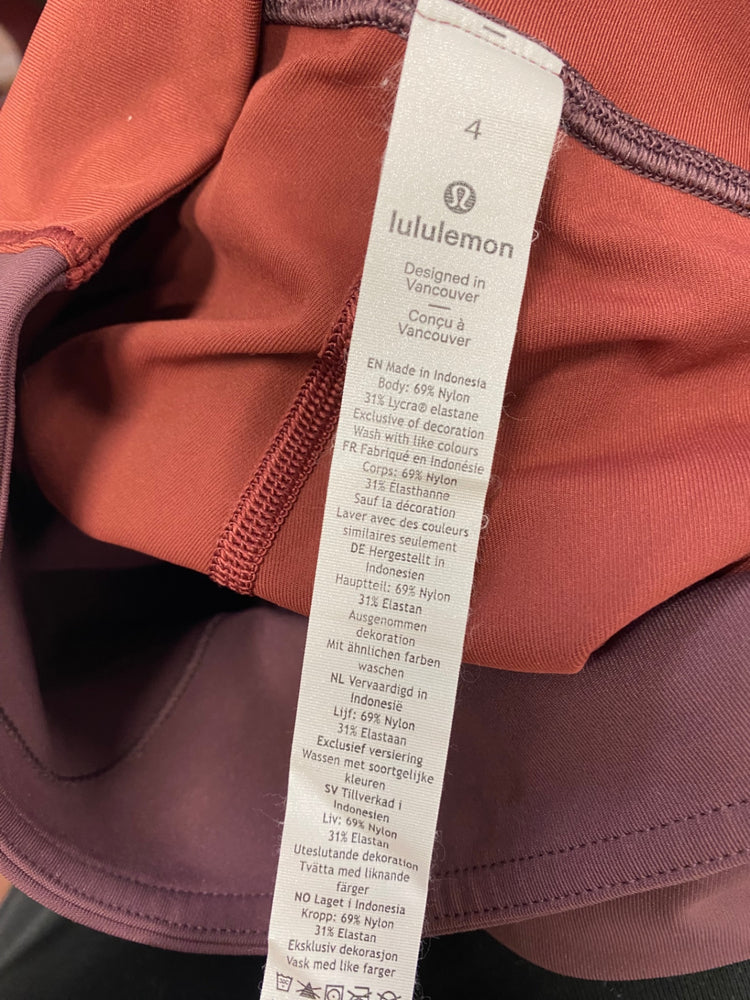 Fabulous Lululemon Leggings UK S Burgundy colour block 7/8 SH493