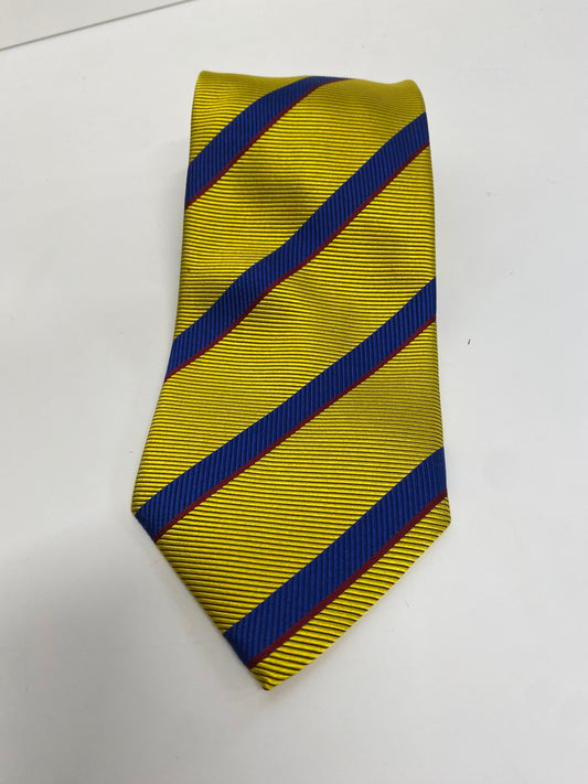 Fabulous Vintage Bergdorf Goodman Tie pure silk Yellow Blue stripes SH493