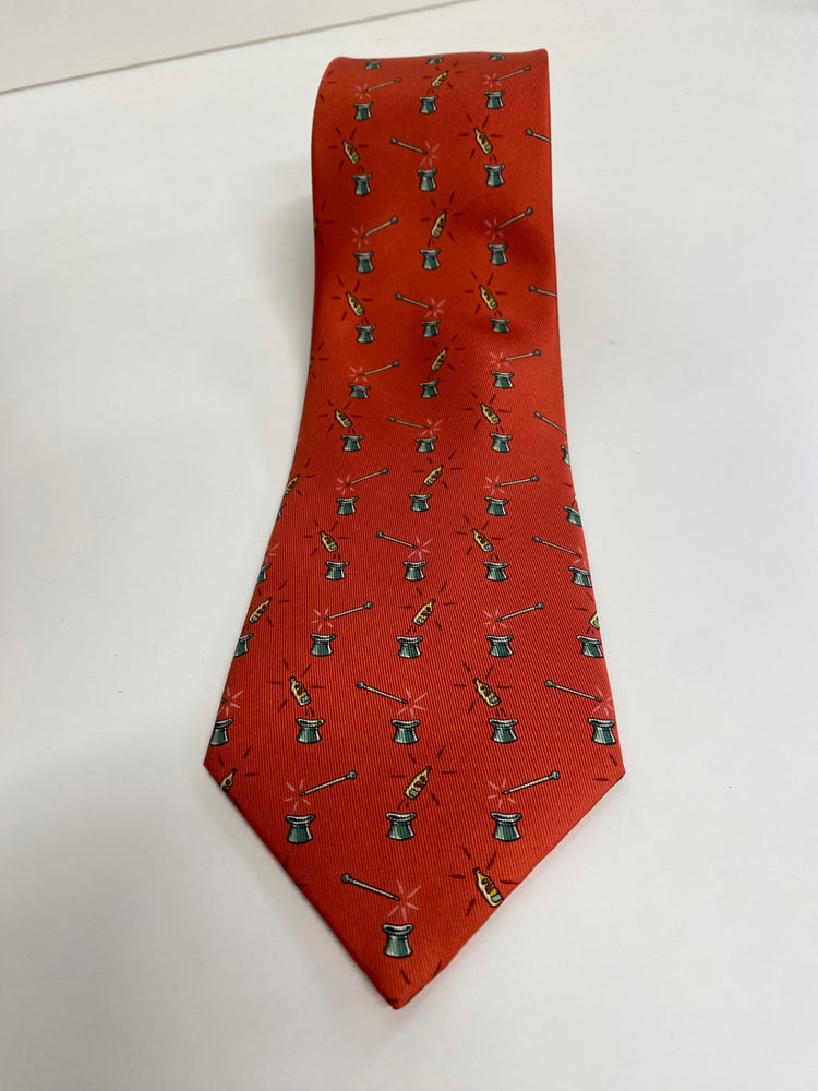 Fabulous Hermes limited edition Johnnie Walker Tie sunset orange pure silk SH493