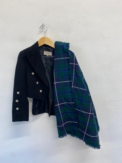 Fabulous Hunting stewart tartan Fly Plaid 37” by 28” Navy green #4 MD001