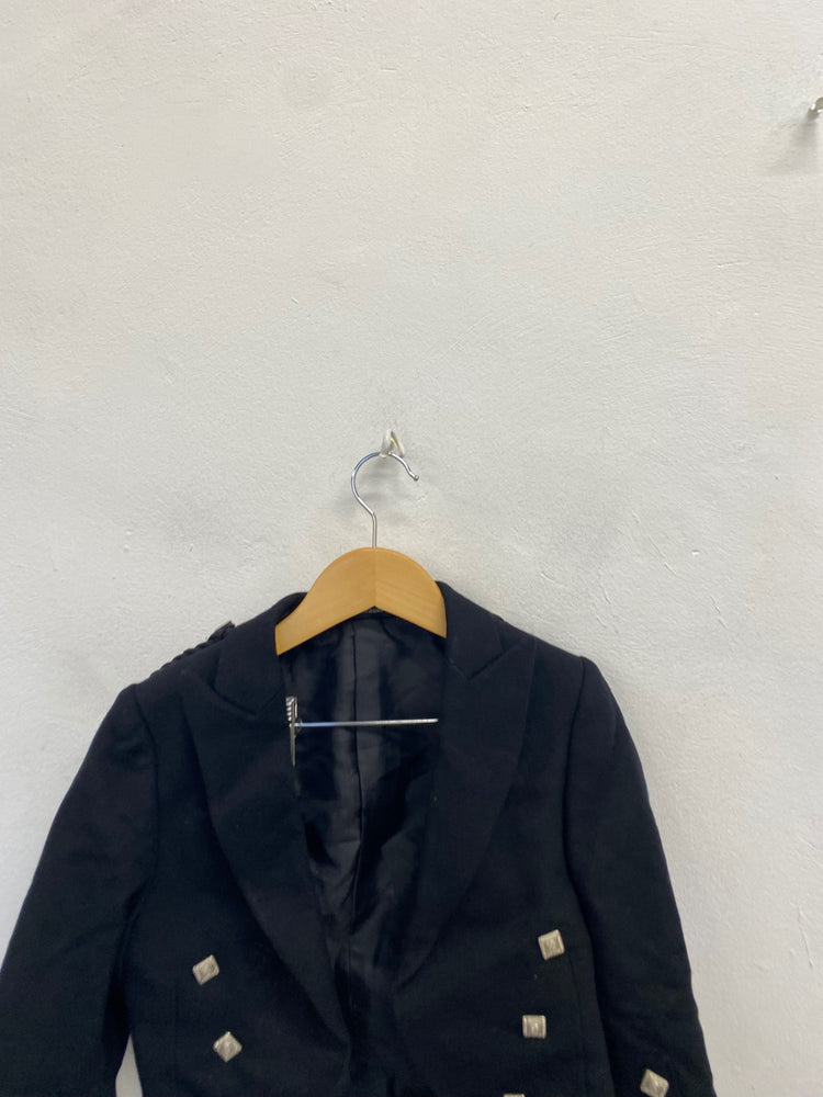 Fabulous Scottish Kilt Jacket Prince Charlie Age 6-7 Black 26” #676 MD001