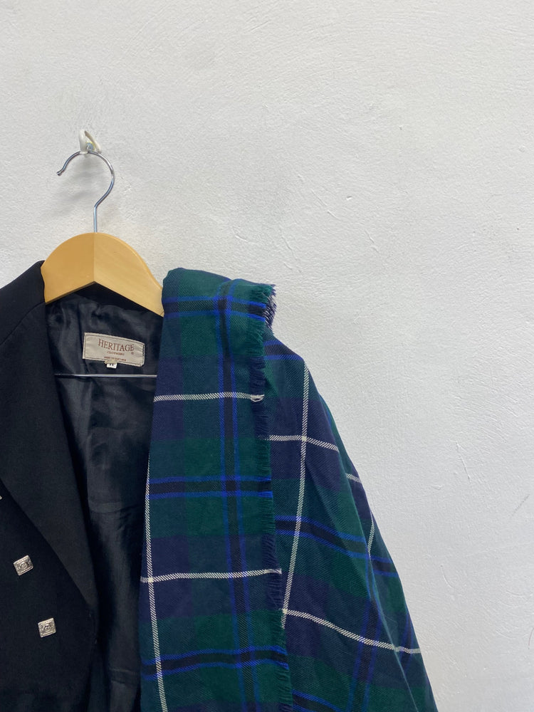 Fabulous Hunting stewart tartan Fly Plaid 37” by 28” Navy green #4 MD001