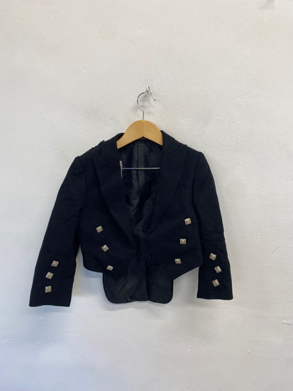 Fabulous Scottish Kilt Jacket Prince Charlie Age 6-7 Black 26” #676 MD001