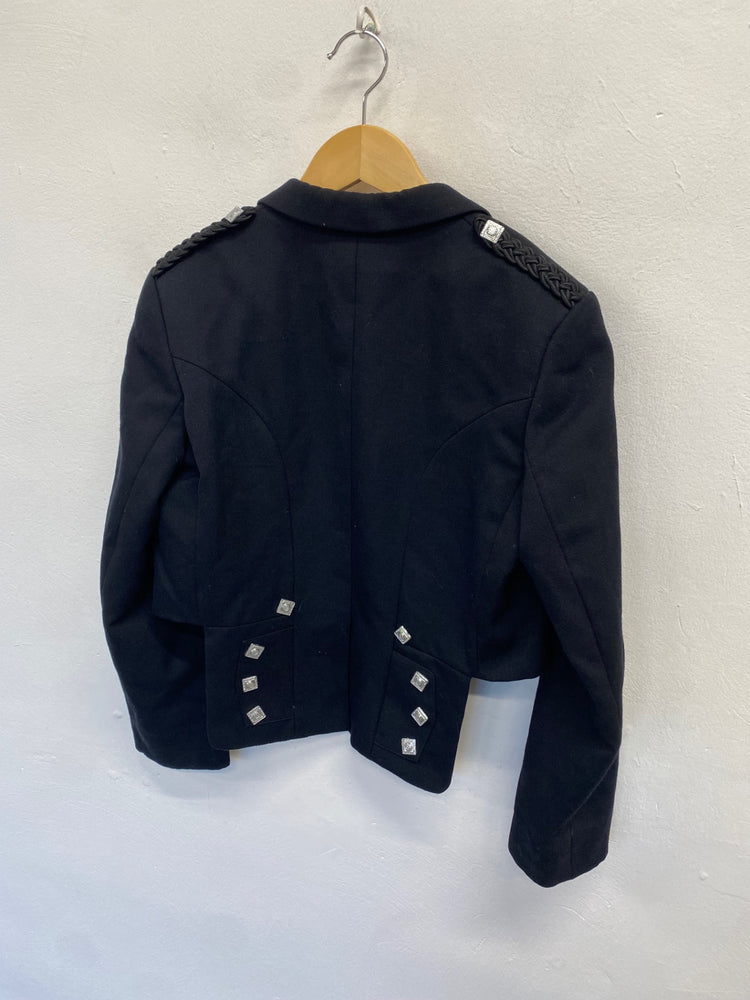 Fabulous Scottish Kilt Jacket Age 8 Black Prince Charlie 30” #685 SH493