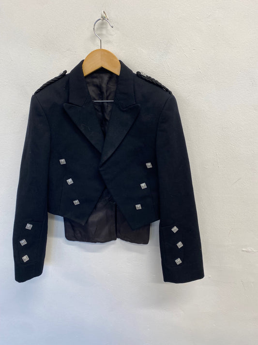 Fabulous Scottish Kilt Jacket Age 8 Black Prince Charlie 30” #685 SH493