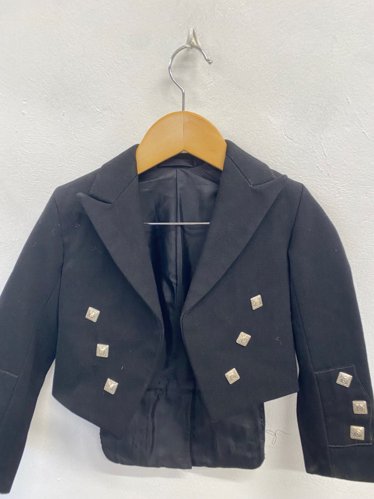 Fabulous Scottish Kilt Jacket Age 3-4 Black 22” Prince Charlie #683 MD001