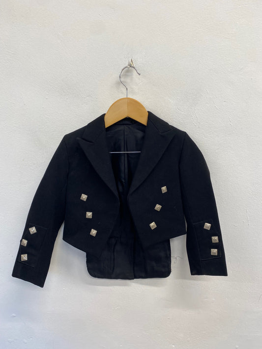 Fabulous Scottish Kilt Jacket Age 3-4 Black 22” Prince Charlie #683 MD001