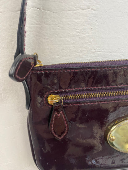 Fabulous Mulberry multi zip pouch Glossy Crossbody Bag Burgundy AE001 