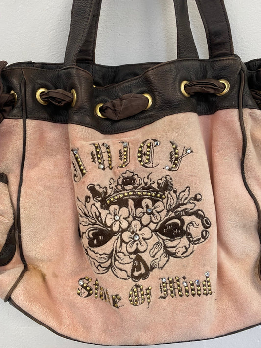 Fabulous Juicy Couture Y2K Rare state of Mind Daydreamer Peach velour bag AE001