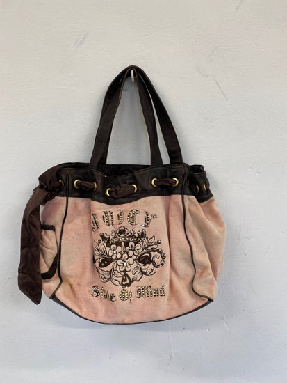 Fabulous Juicy Couture Y2K Rare state of Mind Daydreamer Peach velour bag AE001