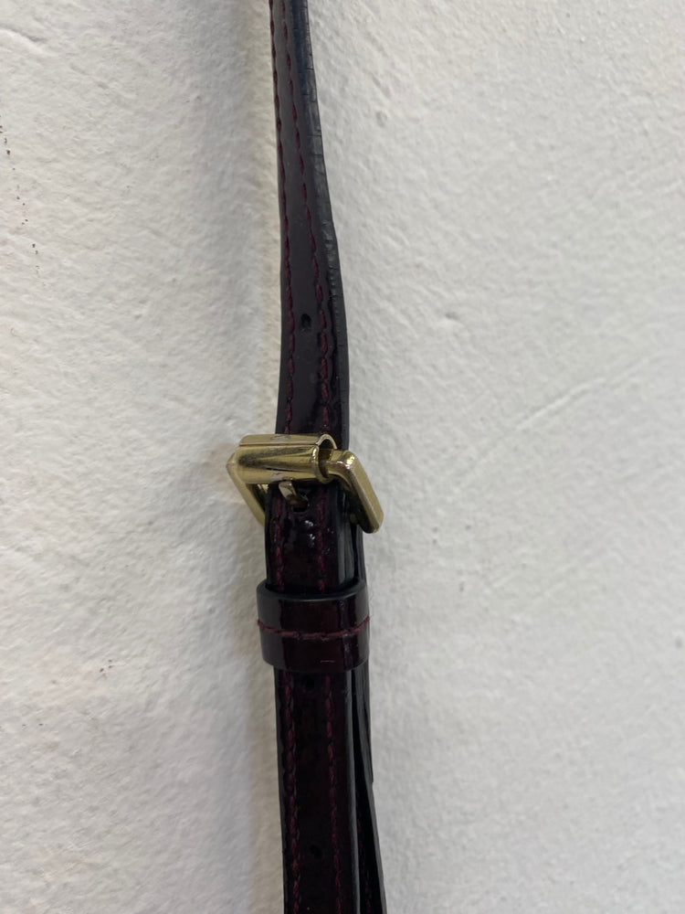 Fabulous Mulberry multi zip pouch Glossy Crossbody Bag Burgundy AE001 