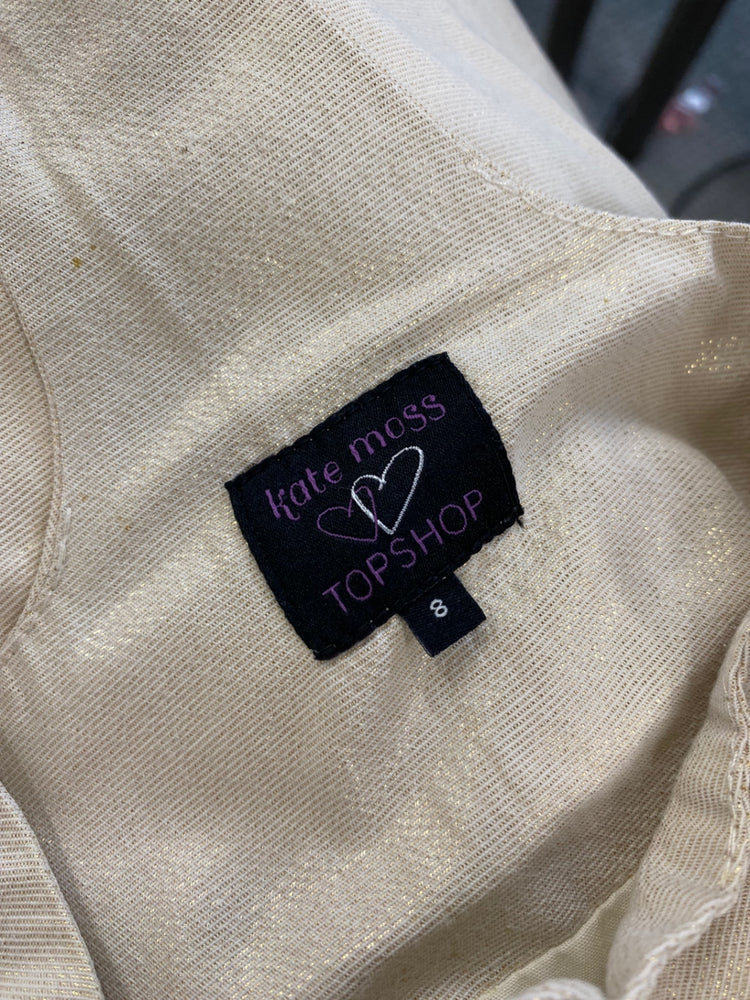 Fabulous Kate Moss for Topshop Dress UK8 Gold Shimmer Y2K AE001