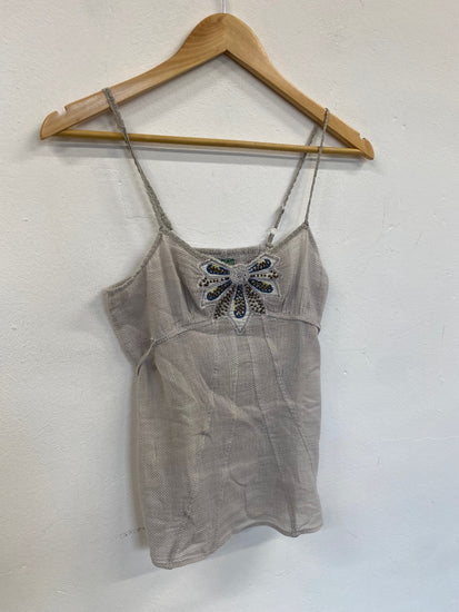 Fabulous Free people size 0 vintage Y2K butterfly Top UK6 Grey AE001