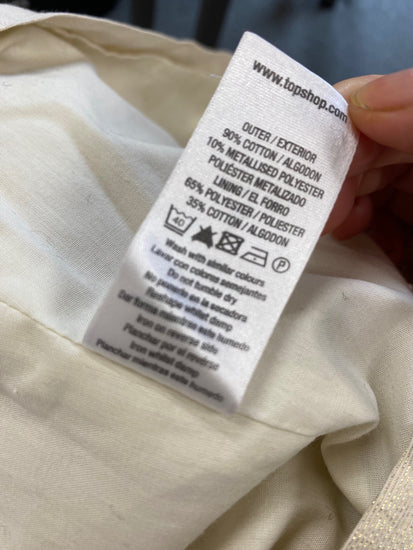 Fabulous Kate Moss for Topshop Dress UK8 Gold Shimmer Y2K AE001