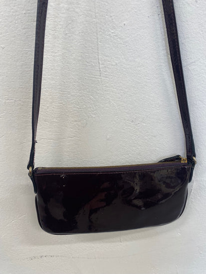 Fabulous Mulberry multi zip pouch Glossy Crossbody Bag Burgundy AE001 