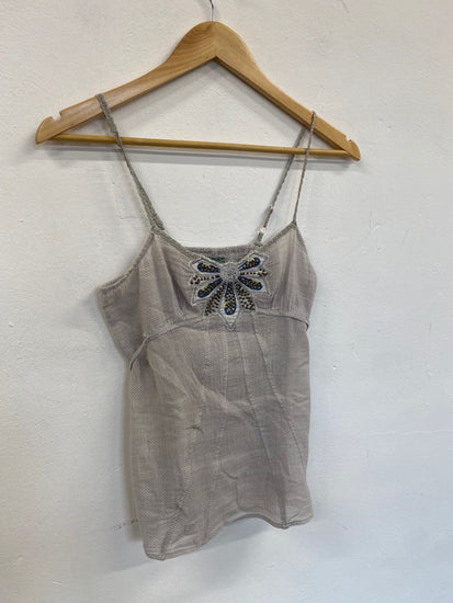 Fabulous Free people size 0 vintage Y2K butterfly Top UK6 Grey AE001