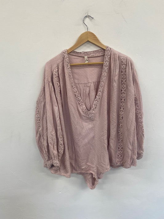 Fabulous Free people Mean It Rober Romper Playsuit UKS Pink AE001