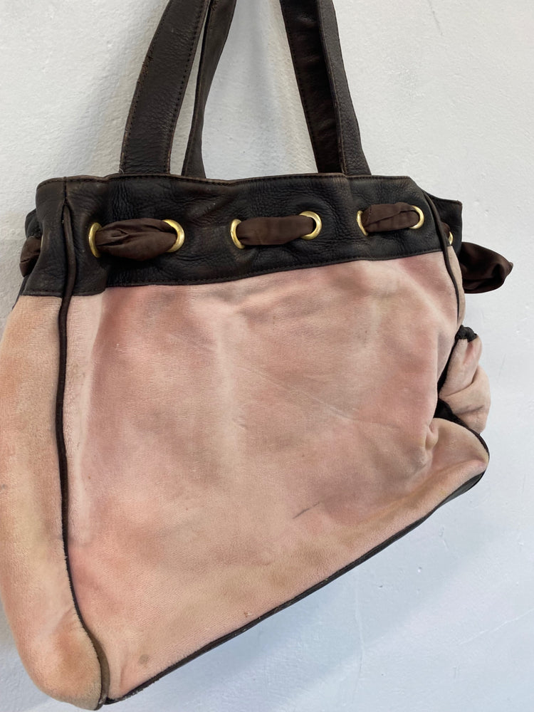 Fabulous Juicy Couture Y2K Rare state of Mind Daydreamer Peach velour bag AE001