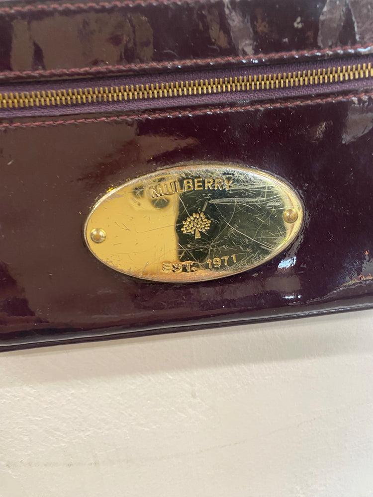 Fabulous Mulberry multi zip pouch Glossy Crossbody Bag Burgundy AE001 