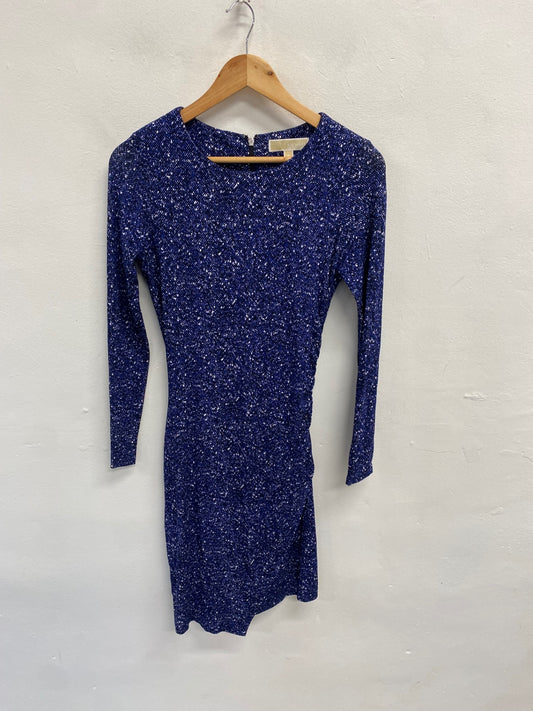 Fabulous Michael Kors Dress UK 8 Blue speckle midi NF494