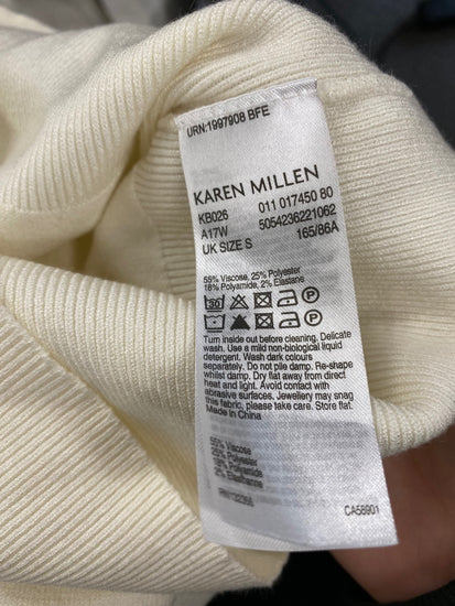 Fabulous Karen Millen cold shoulder Sweater UKS Cream Preppy NF494