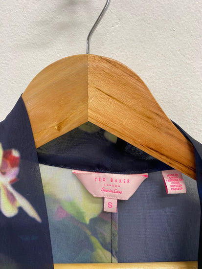 Fabulous Ted Baker Kimono UK 8 Navy floral beach cover NF494