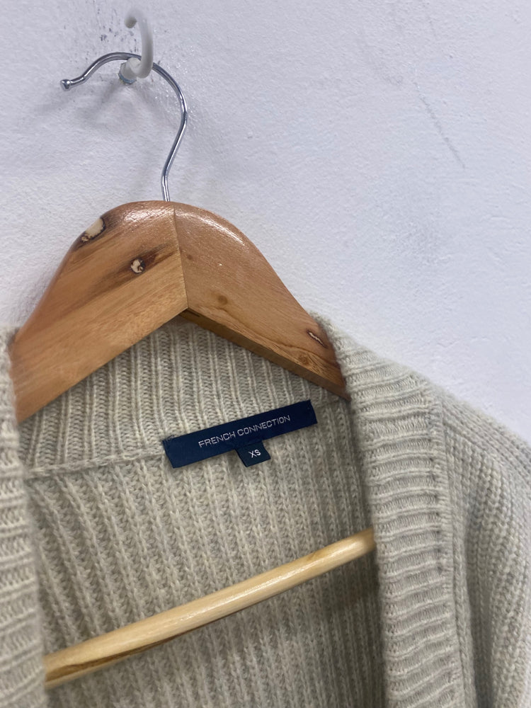 Fabulous French Connection wool blend oversized Cardigan UkXS Beige NF494