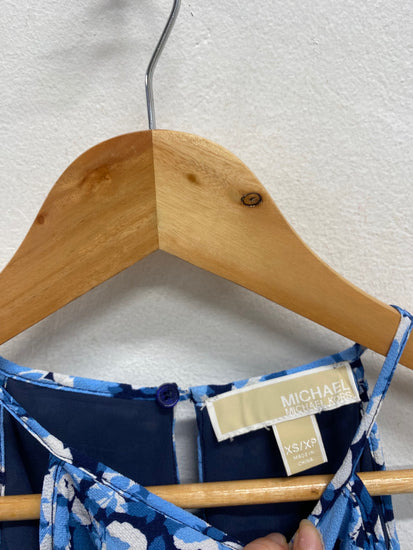 Fabulous Michael Kors Dress Uk 6 Blue floral cut out shoulder NF494