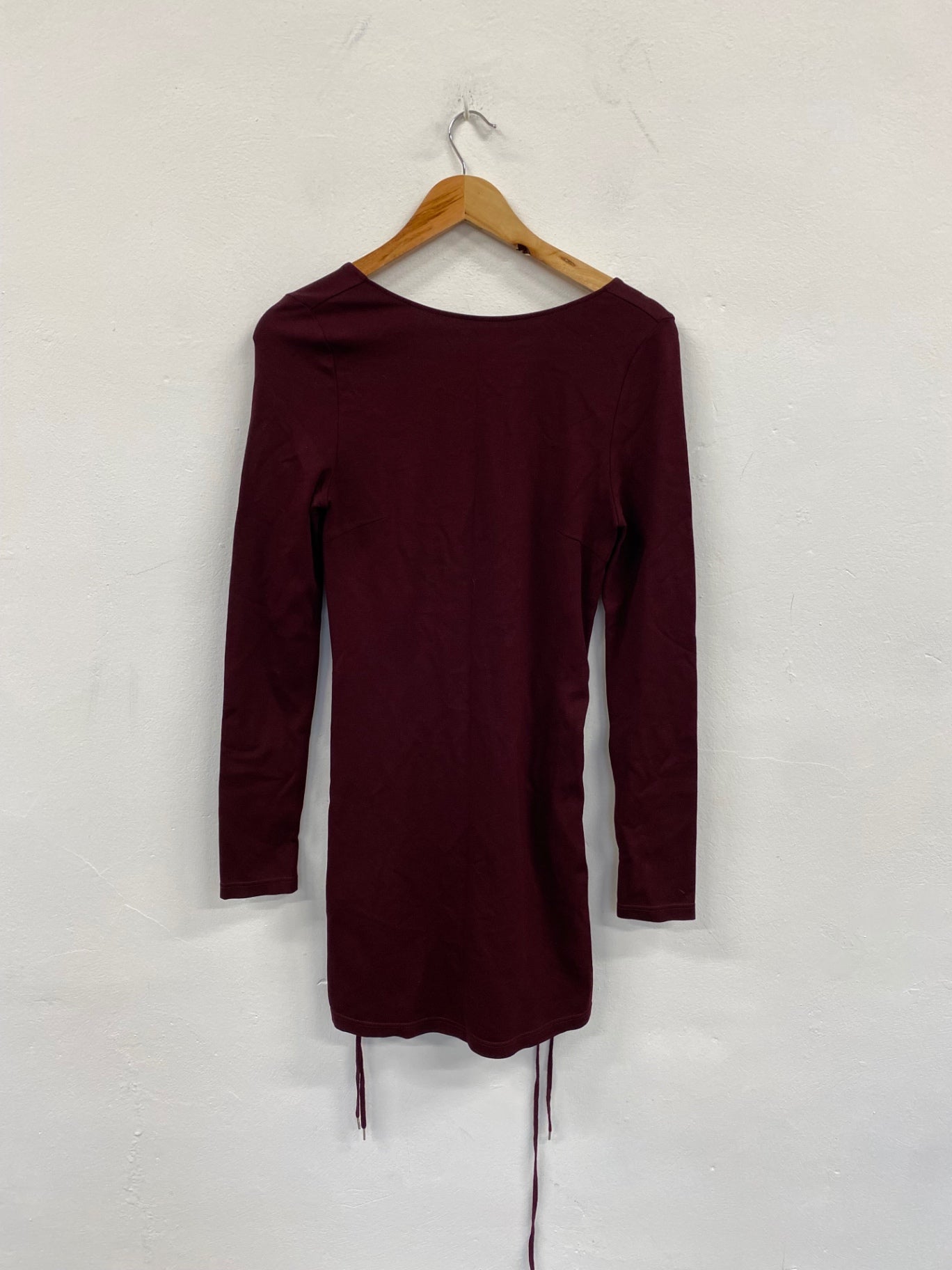 Fabulous Alexander Mcqueen lace up Bondage Dress UkS Burgundy NF494