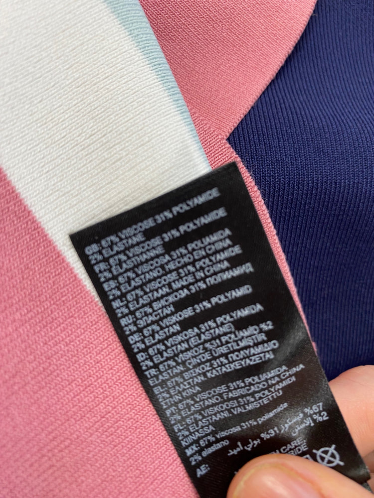 Fabulous Ted Baker Origami oversized Dress Uk8 Navy pink NF494