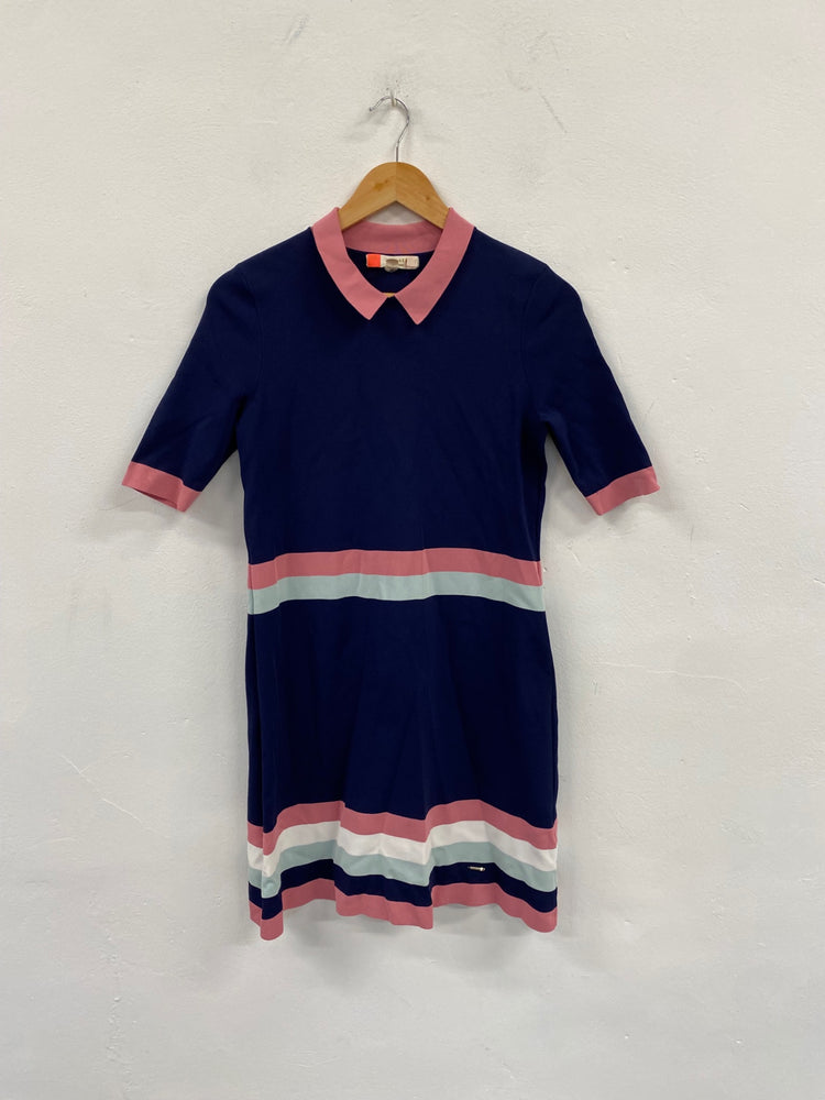 Fabulous Ted Baker Origami oversized Dress Uk8 Navy pink NF494