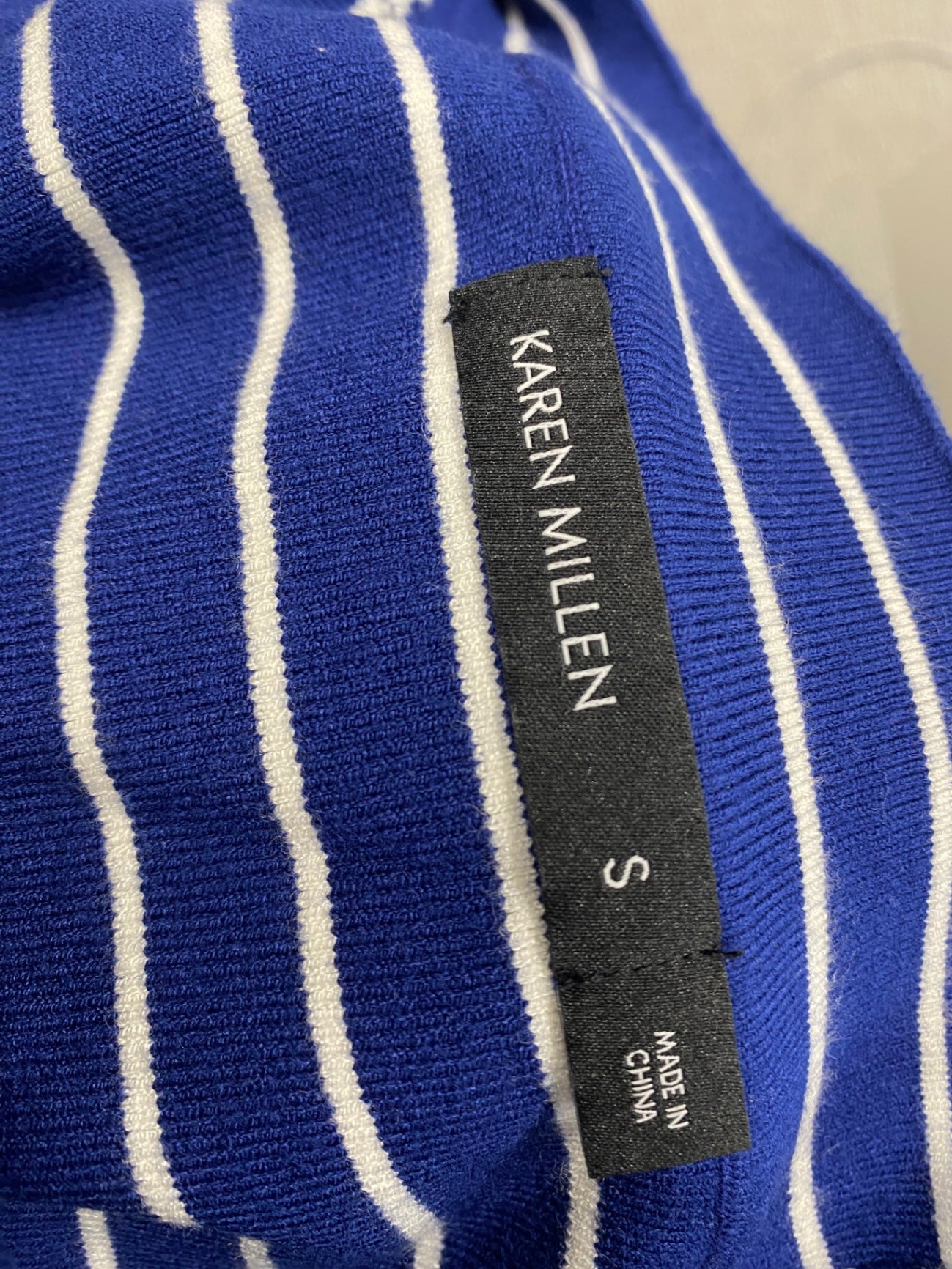 Fabulous Karen millen Midi Dress UK 8 Navy striped NF494