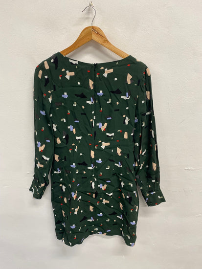 Fabulous Oliver Bonas Midi Dress UK 8 Green pattern
