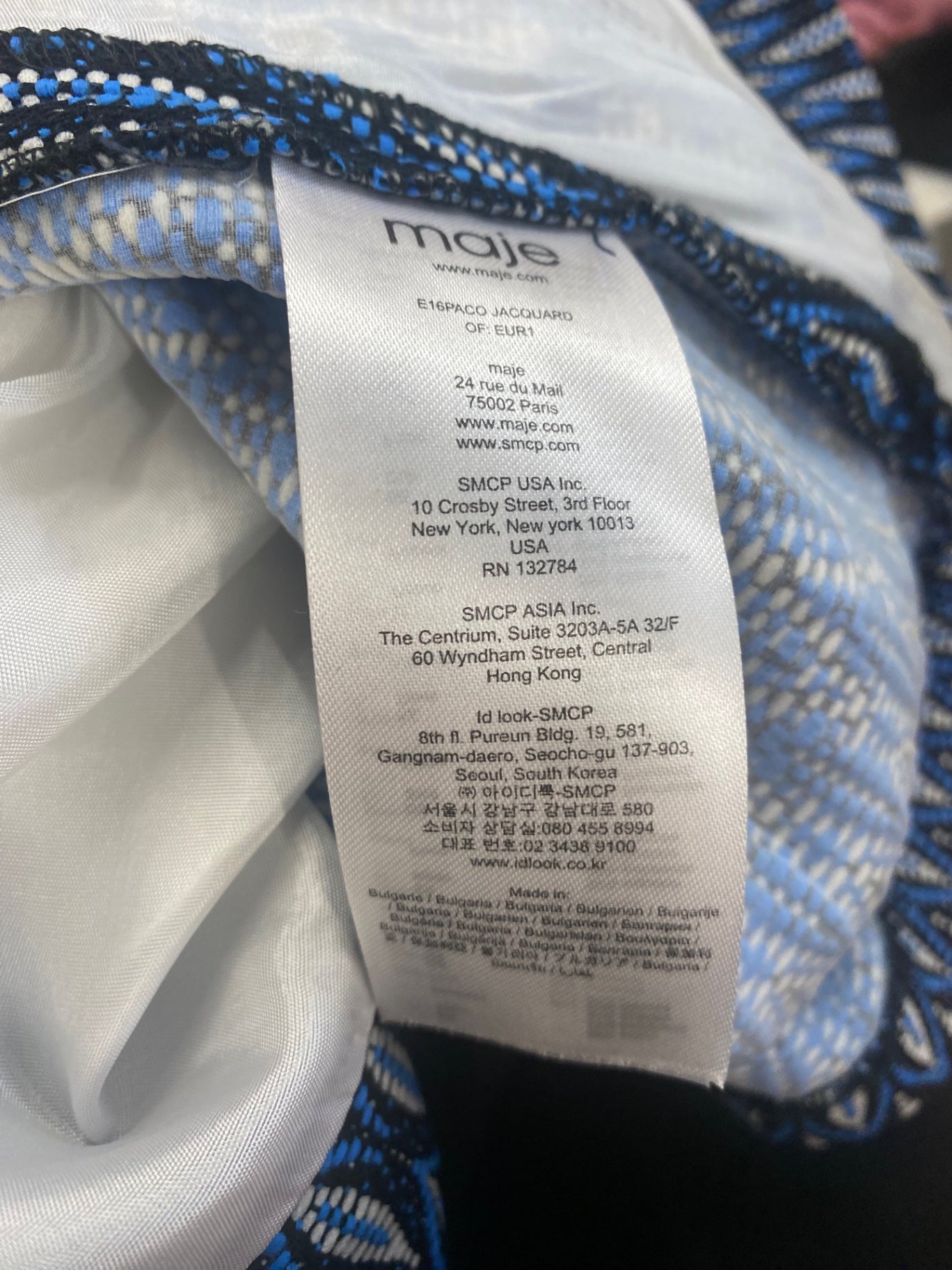 Fabulous Maje jacquard mini Skort Uk8 Blue geometric NF494