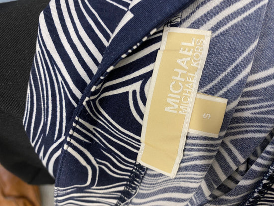 Fabulous Michael Kors Midi Dress UK 8 Navy art deco NF494