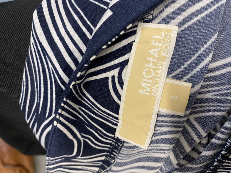 Fabulous Michael Kors Midi Dress UK 8 Navy art deco NF494