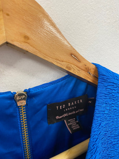 Fabulous Ted Baker Nedeli textured Bodycon party Dress UK8-10 Blue NF494