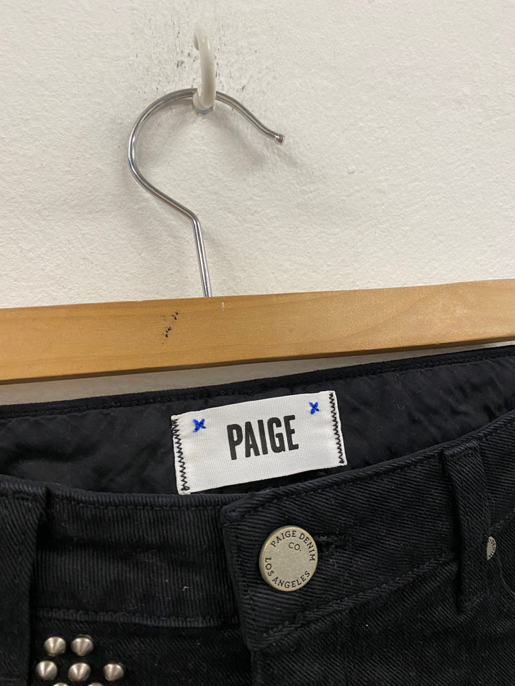 Fabulous Paige Black embellished denim Shorts UK8 Black AE001