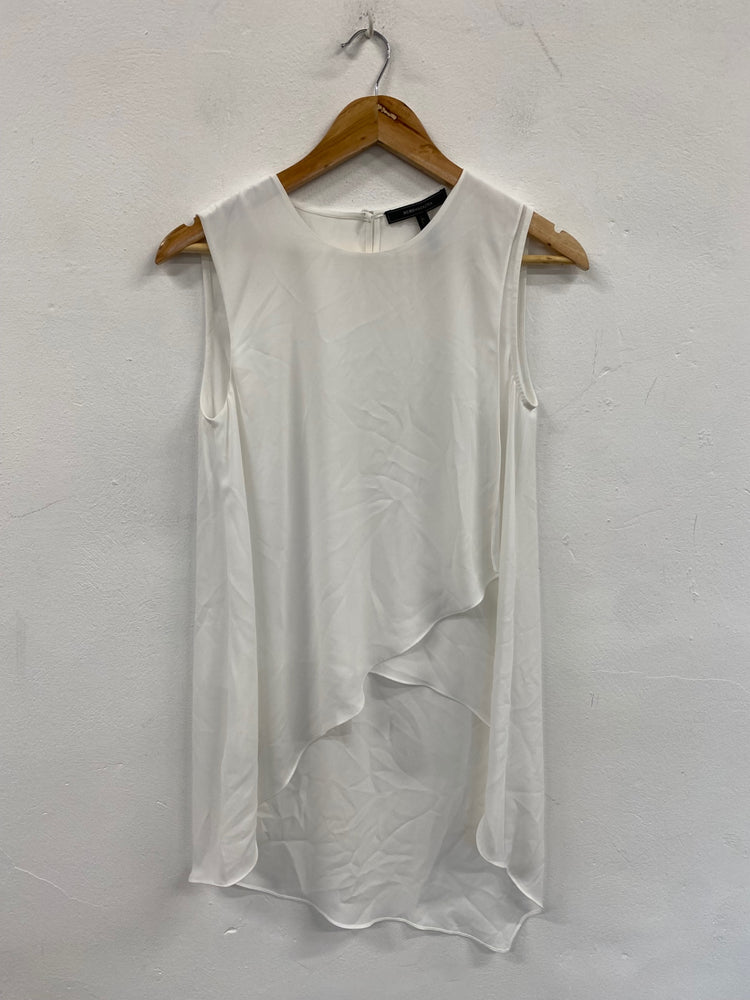 Fabulous BCBG Maxazria sleeveless slinky Top UkXS White NF494