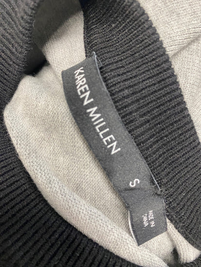 Fabulous Karen Millen Sweater UK 8 Gray and Black eyelet NF494