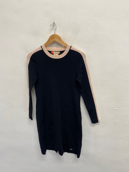 Fabulous Ted Baker Midi Dress palit UK 8 Black with pink NF494