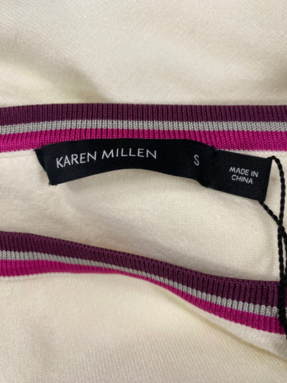 Fabulous Karen Millen cold shoulder Sweater UKS Cream Preppy NF494