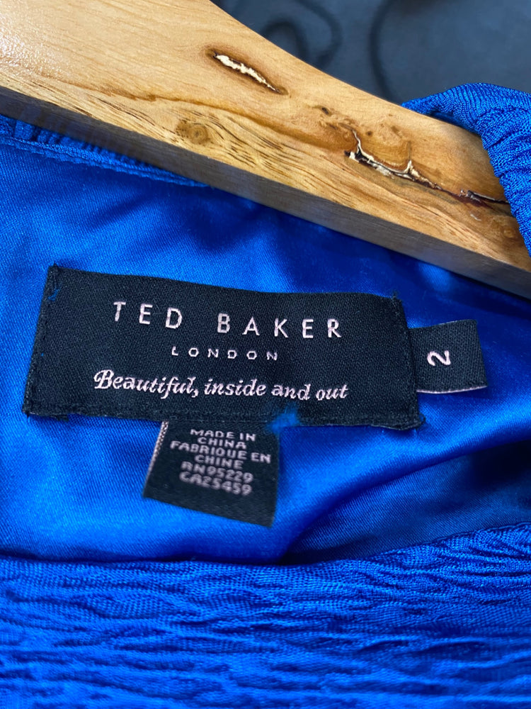 Fabulous Ted Baker Nedeli textured Bodycon party Dress UK8-10 Blue NF494